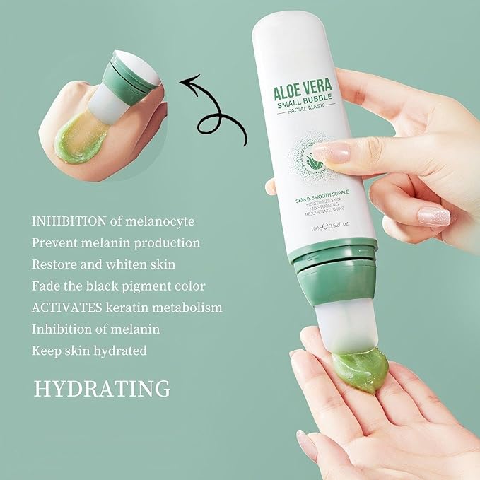 Aloe Vera Gel Mousse Bubble Face Mask for Women, Hydrating & Nourishing Face Masks for Moisturizing Skin Care, Soothing & Calming Overnight Face Mask 3.52oz