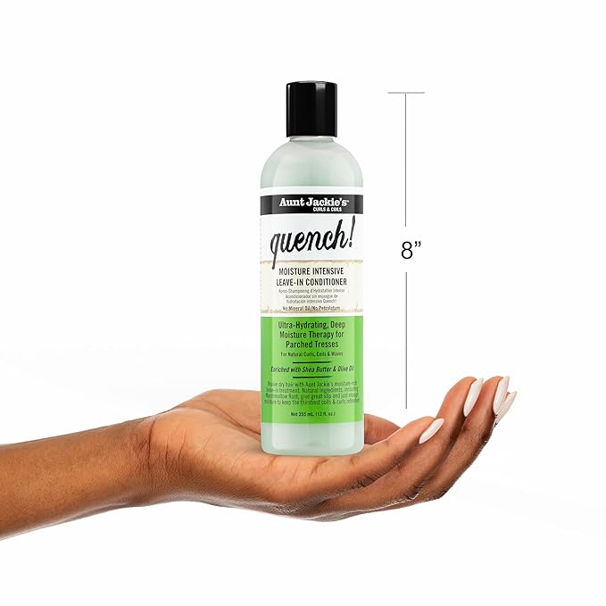 Aunt Jackie's Curls and Coils Quench Moisture Intensive Leave-In Hair Conditioner for Natural Curls, Coils and Waves, Enriched with Shea Butter, 12 oz