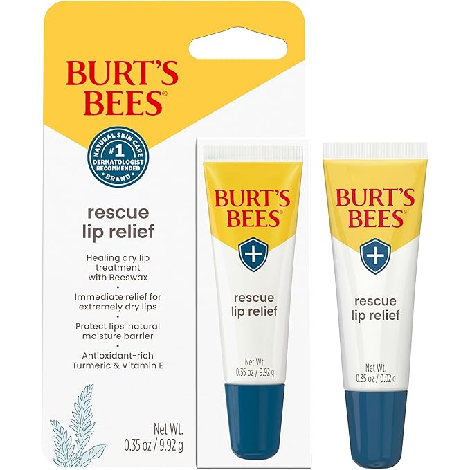 Burt’s Bees Rescue Lip Relief with Shea Butter and Echinacea, 100% Natural Origin, 0.35 Ounces(Pack May Vary)