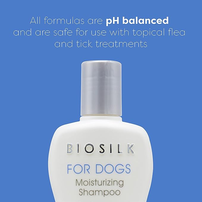 BioSilk for Dogs Silk Therapy Moisture Shampoo with Silk Proteins and Vitamins, Restores Shine and Softness, Sulfate Free, Paraben Free, pH Balanced, Made in USA, 12 Fl Oz - 2 Pack