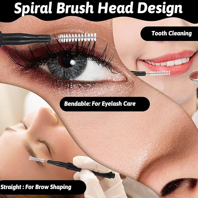 50 PCS Brow Lamination Brushes for Eyebrows, Lamination Spoolies, Disposable Micro Brushes for Brow, Spoolies for Eyebrows and Eyelashes (Black, White)
