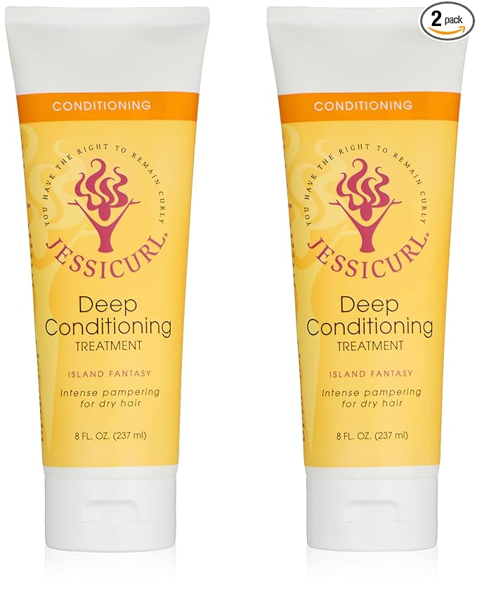 Jessicurl, Deep Conditioning Treatment, Island Fantasy, 16 Fl oz. Deep Conditioner for Dry Damaged Hair, great Anti Frizz Hair Mask and Leave in Conditioner for Curly Hair