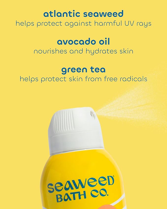 Seaweed Bath Co. Clear Guard SPF 40 Sport Broad Spectrum Sunscreen - Quick Dry, Air-Powered Spray - Natural Tropical Scent - With Sustainably Harvested Seaweed, Aloe, Avocado Oil - 6 oz (Pack of 2)