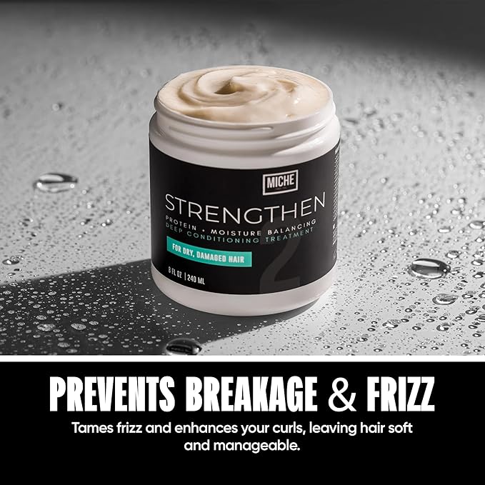Miche Strengthen Protein Deep Conditioner – Paraben-Free Conditioner for Curly, Kinky & Wavy Hair – Breakage Control, Strengthening & Color Safe – Hydrolyzed Baobab Protein – 8oz