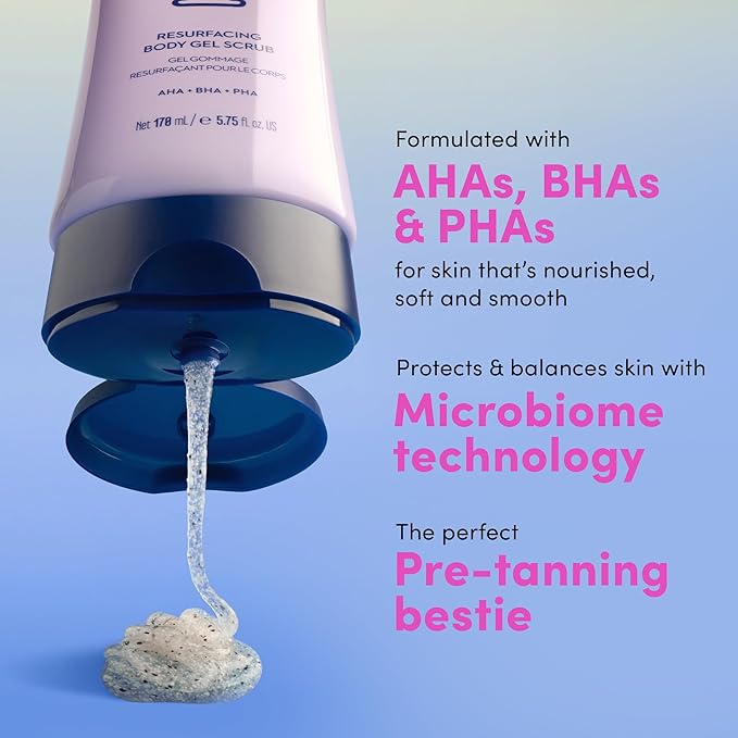 Coco & Eve Resurfacing Body Gel Scrub - Exfoliating Scrub with AHA, BHA for Smoothing, Brightening and Pre-Tan Prep. Improves Dry, Textured Skin, Uneven Tone. Suitable for Sensitive Skin (5.75 fl oz)