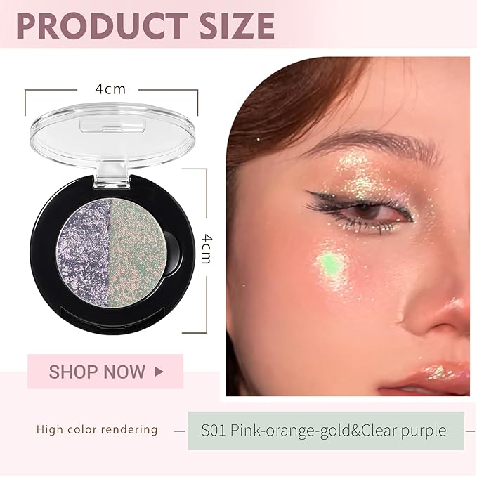 Refillable Eyeshadow Palette - Matte/Glitter/Duo-Chrome Pressed Powder & Cream Formula, Neutral/Shimmer/Smokey Multichrome, Travel-Friendly Iron Pan Refills (Chameleon, S01)