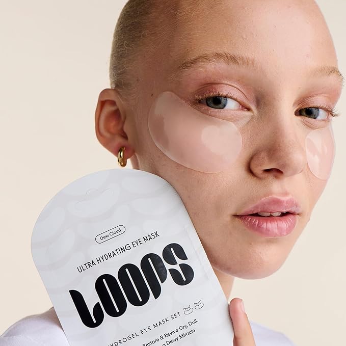 LOOPS Dew Cloud Ultra Hydrating Hydrogel Korean Eye Masks - Hydrates & Replenishes Tired Under Eyes, Helps Reduce Puffiness, Smooths Dryness for Hydrated Look, Moisturizing Under Eye Patches - 5pc