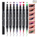 7PCS Colorful Eyeliner Stamp Set,Double-headed Liquid Eyeliner Pencil Face Stamps Makeup,Long-lasting Delineador de Ojos Contra el Agua