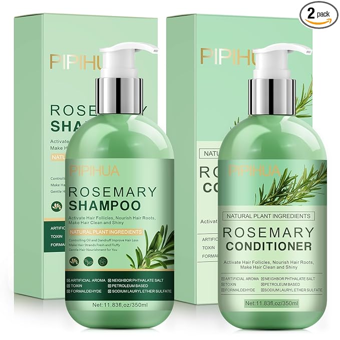 Rosemary Hair Growth Shampoo & Conditioner Set: Infused with Tea Tree Oil Mint Biotin - Cleanses and Helps Strengthen Weak and Brittle Hair - Promotes Hair Growth & Scalp Health for Men Women