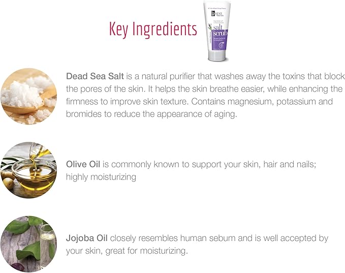 BV Spa by Bon Vital' Exfoliating Salt Scrub Glows, Lavender Rosemary Body Scrub to Repair Dry Skin, Exfoliant Made with Dead Sea Salt, Jojoba, Olive, & Safflower Oil, Anniversary Gift for Women