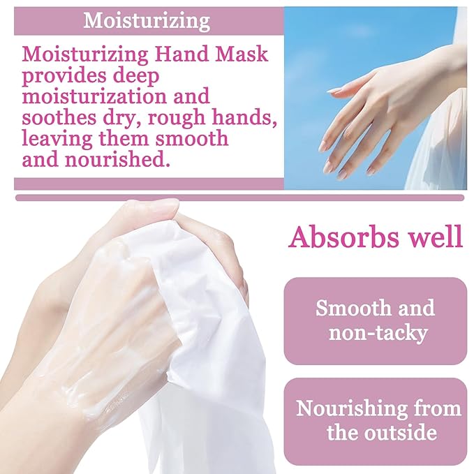 Hydrating Hand Masks, 6PCS Hand Mask Moisturizing Gloves for Men Women, Smooth Long Lasting Soft Exfoliating Hand Peeling Spa Mask Moisturizer Beauty Gift Set for Dry Cracked Rough Dull Hands（F)