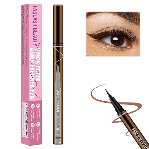 Eyeliner Liquid Eyeliner with Fine Brush for Smooth Application, Waterproof & Smudge-Proof Eye Liner, Long-Lasting Makeup, Highly Pigmented Brown Eyeliner Pencil, Cruelty-Free & Vegan, 0.6ml