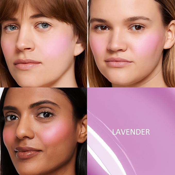 UCANBE Dual-Ended Liquid Blush with Angle Applicator & Built-In Brush, Seamless Buildable Blendable Lightweight Cheek Tint Makeup, Long Lasting Creates Dewy Natural Flush Finish - Lavender