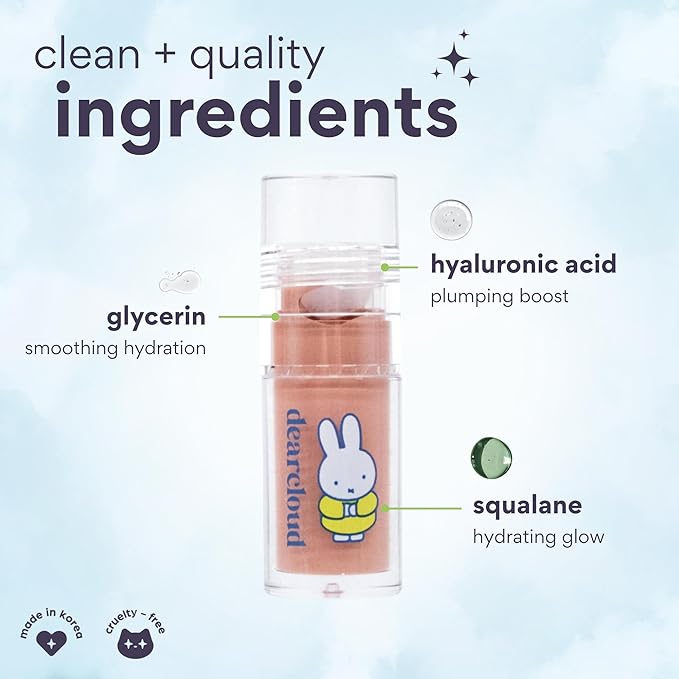 dearcloud Miffy Gentle Crush Serum Blush – Liquid Blush for Cheeks with Hyaluronic Acid – Korean Beauty Makeup - .19 fl oz (Fine Art)