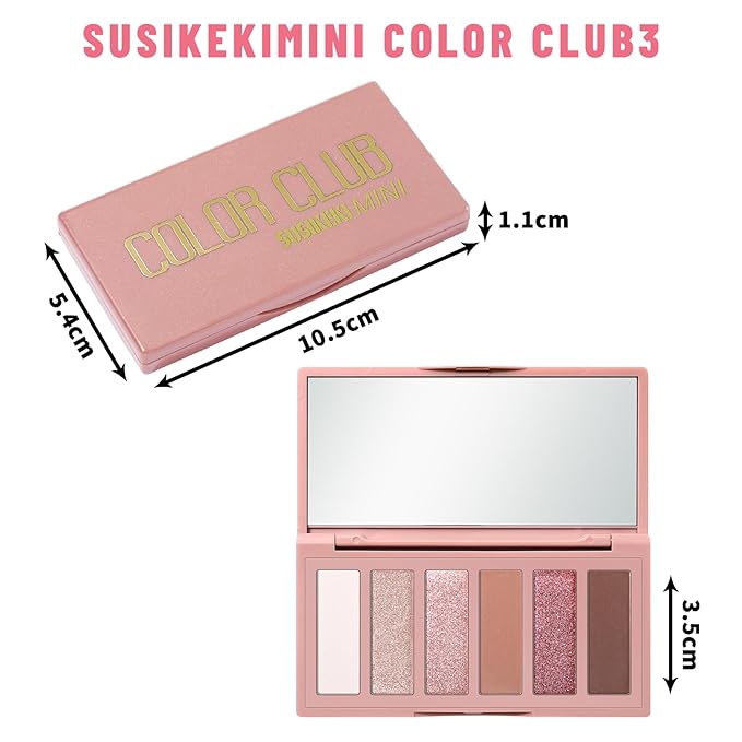 SUSIKEKI 6 Colors Mini Eyeshadow Makeup Palette Blush-colored Neutral Tone Eye Shadow Matte & Shimmer Nude Make Up Pallet with Mirror Blendable Highly Pigmented Travel Size Gift Kit 03