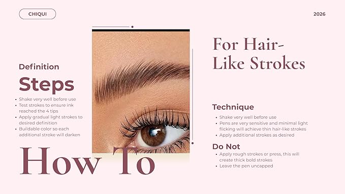 Chiqui Filler Eyebrow Pen - Natural, Long lasting, Waterproof, Vegan. Flawless, Natural-Looking Brows. Perfect for Alopecia, Eyebrow Gaps, Sparse patches, Thinning Eyebrows, Over-Plucked Areas