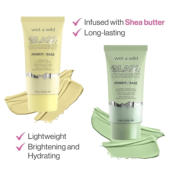 wet n wild Prime Focus Glass Skin Correct Primer Bright Crystal Finish, Green, 0.91 Fl Oz