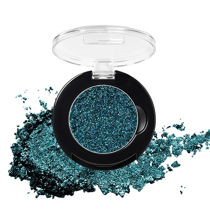 Refillable Eyeshadow Palette - Matte/Glitter/Duo-Chrome Pressed Powder & Cream Formula, Neutral/Shimmer/Smokey Multichrome, Travel-Friendly Iron Pan Refills (Glitter, D63)