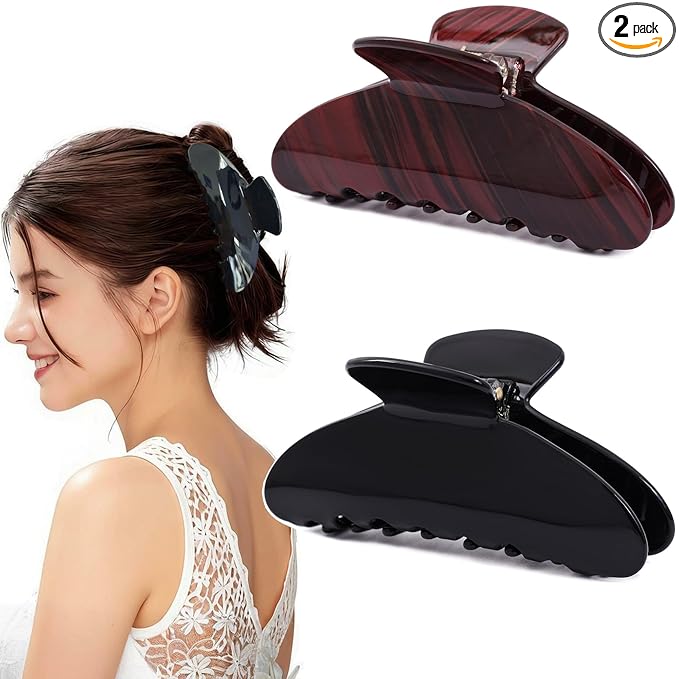 2 Pack Acetate Hair Claw Clips for Women 4 Inch Large Claw Hair Clips for Thin to Thick Hair
