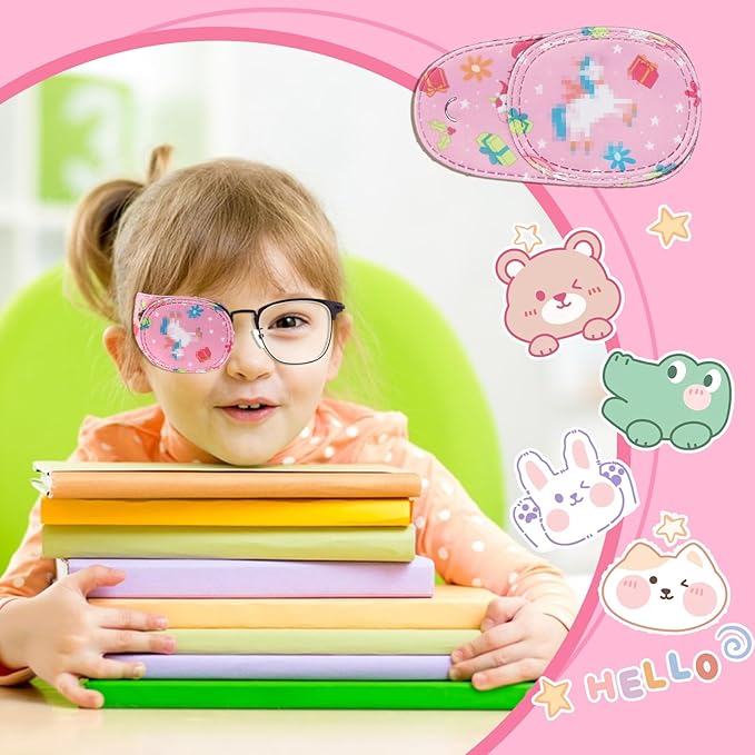 Lusofie Comfortable Kids Eye Patches for Amblyopia Treatment (Lazy Eye) - Fun Colorful Designs, Fits Both Eyes, 8 Pack - Soft Occlusion Patch for Glasses