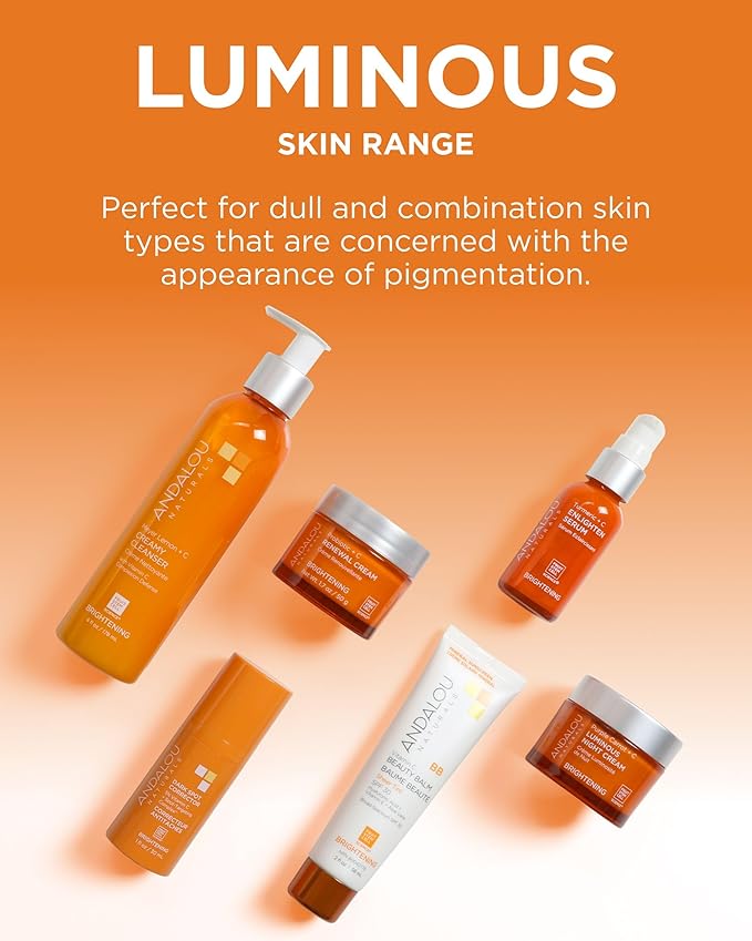 Andalou Naturals Illuminating Facial Toner Clementine + Vitamin C - Hydrating Face Mist Toner to Balance & Refresh Skin - with Fruit Stem Cell Complex Plus Aloe Vera - 6 fl oz