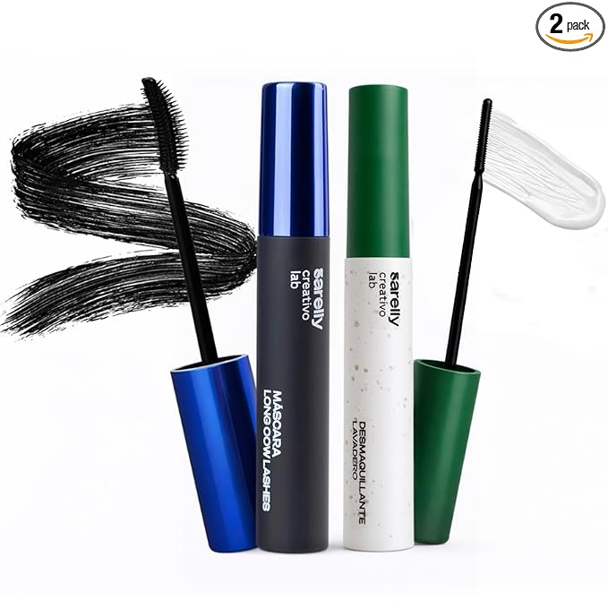 SARELLY Lash Kit | Cow Lashes Mascara + Lavadero Eye Makeup Remover | Waterproof Volume & Gentle Removal | Vegan & Cruelty-Free