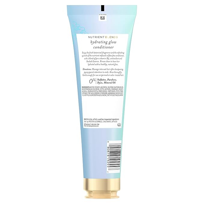 Pantene Sulfate Free Conditioner, Hydrates Dry Damaged Hair, Nutrient Blends with Baobab Essence, Safe for Color Treated Hair, 8.0 oz
