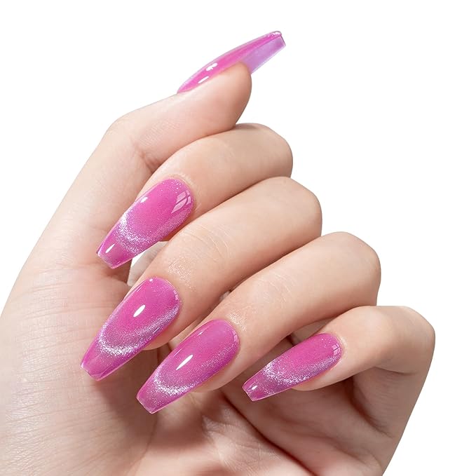 MAYCHAO 15ML Cat Eye Gel Nail Polish 1Pc Pink Gel Polish with Magnet Soak off Holographic Magnetic Nail Polish for Nail Art Manicure Salon DIY at Home, 0.5 OZ