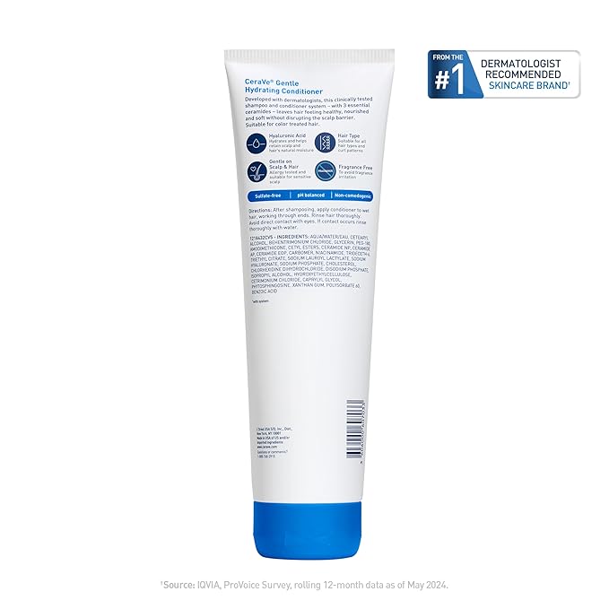 CeraVe Gentle Hydrating Conditioner, Hair Conditioner With Ceramides, Niacinamide & Hyaluronic Acid, Sulfate Free & Color Safe, Moisturizing Conditioner For All Hair & Scalp Types (Pack of 6)