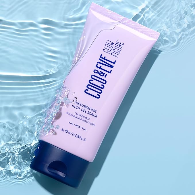 Coco & Eve Resurfacing Body Gel Scrub - Exfoliating Scrub with AHA, BHA for Smoothing, Brightening and Pre-Tan Prep. Improves Dry, Textured Skin, Uneven Tone. Suitable for Sensitive Skin (5.75 fl oz)