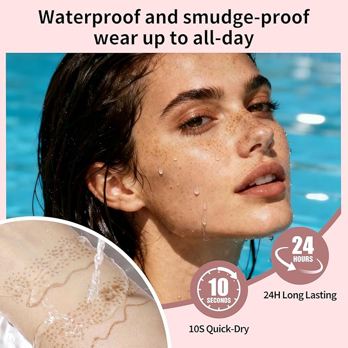 UCANBE 2PCS Dual-Ended Freckle Pen & Freckle Stamp - Precise 15° Curved Tip Makeup Waterproof & Smudge Proof, Long Lasting Faux Freckles Pencils (02 Natural Coffee)