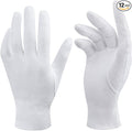 100% White Cotton Gloves for Dry Hands, 6 Pairs Moisturizing & Eczema Overnight, Work Gloves Liners, Ideal for Sleep & Spa Treatment, Coin Jewelry Silver Inspection, Medium, One Size