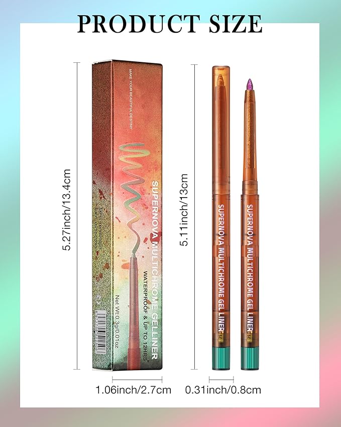 Chameleon Gel Eyeliner Pencil-1pcs Silver Pink Metallic High Pigmented Glitter Eye Liner Pen, Long Lasting Waterproof, Color Changing Shimmer Eyeshadow Pencil, Christmas Makeup Gift for Women-06