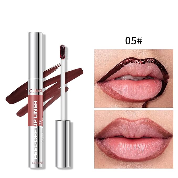 4Pcs Peel Off Lip Liner Stain Set - Long-Lasting, Smudge-Proof, Waterproof Nude Matte Lip Tint, Non-Fading Peel Off Brown Lip Line Color, Effortless Precision & Full Coverage, Overline Lip Combo