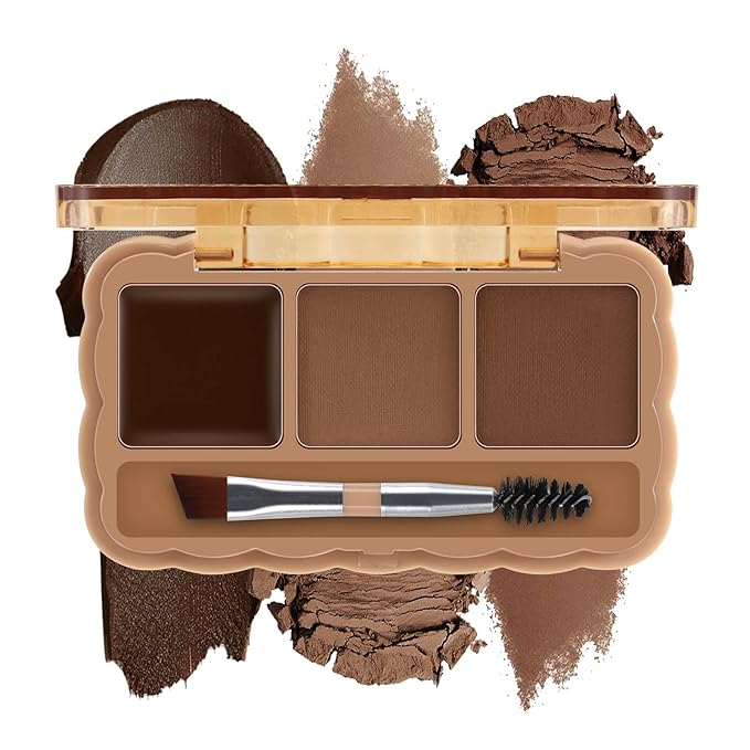 Boobeen Eyebrow Palette, 3 Colors Brow Powder Kit, Eye Brow Pomade with Double-ended Brush, Long-lasting Eye Makeup Kit, Sculpt & Define Eyebrows, for Beginners