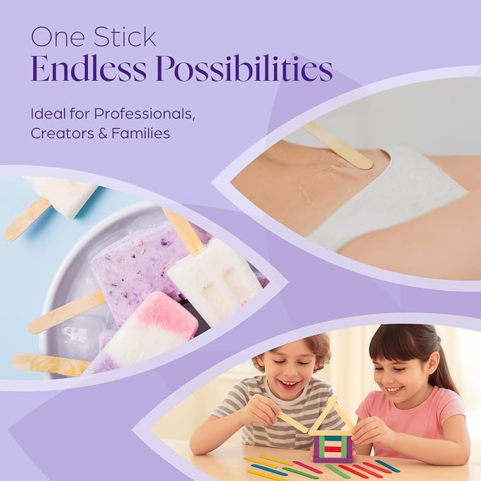 150 Wooden Wax Stick – Applicator Sticks for Hair Removal – Disposable Popsicle & Craft Sticks – Professional Salon & Home Supplies – For Hot Wax, Hard Wax, Stripless & Brazilian Treatments