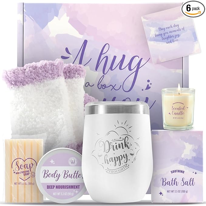 BODY & EARTH Self Care Gifts for Women, Birthday Gifts 6pcs Gift Basket, Spa Bath Sets for Women, Mothers Gifts for Mom