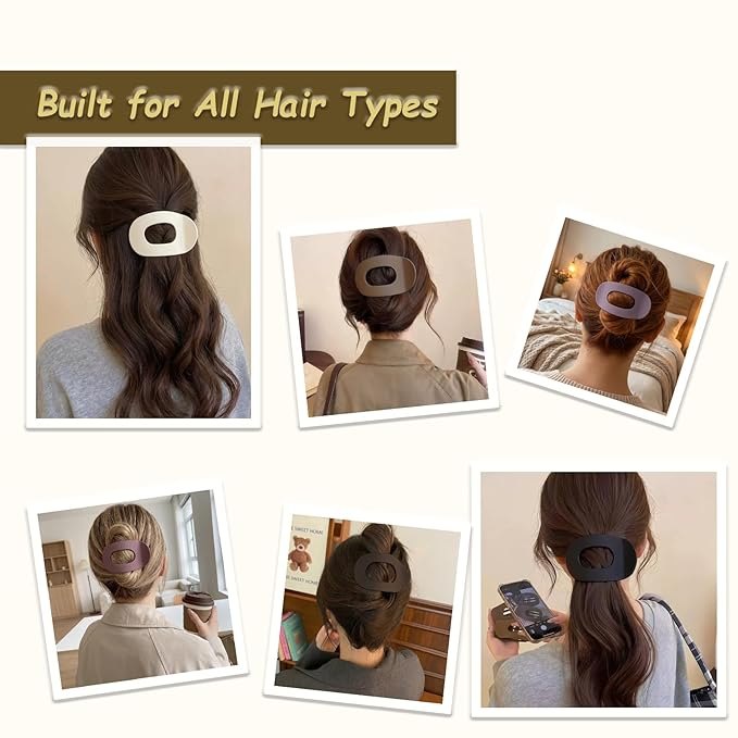 Flat Claw Clips for Women, Large Duckbill French Hair Clips, 6 Pack Non-Slip Matte Hair Accessories for Thick & Thin Hair