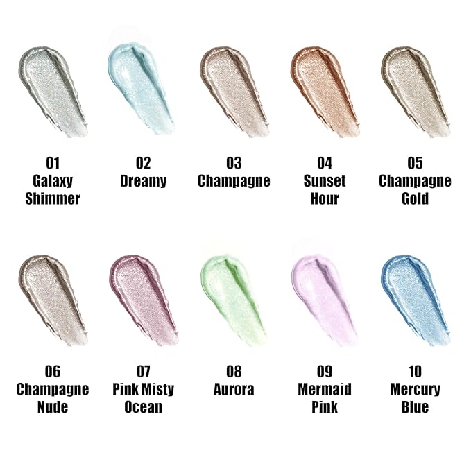 QIC Liquid Glitter Eyeshadow, Metallic & Shimmer Finish, Long Lasting, Non-Creasing, Smudge-proof, Lightweight Formula Liquid Eyeshadow for All Skin Tones, Buildable Color (09 Cherry Blossoms)