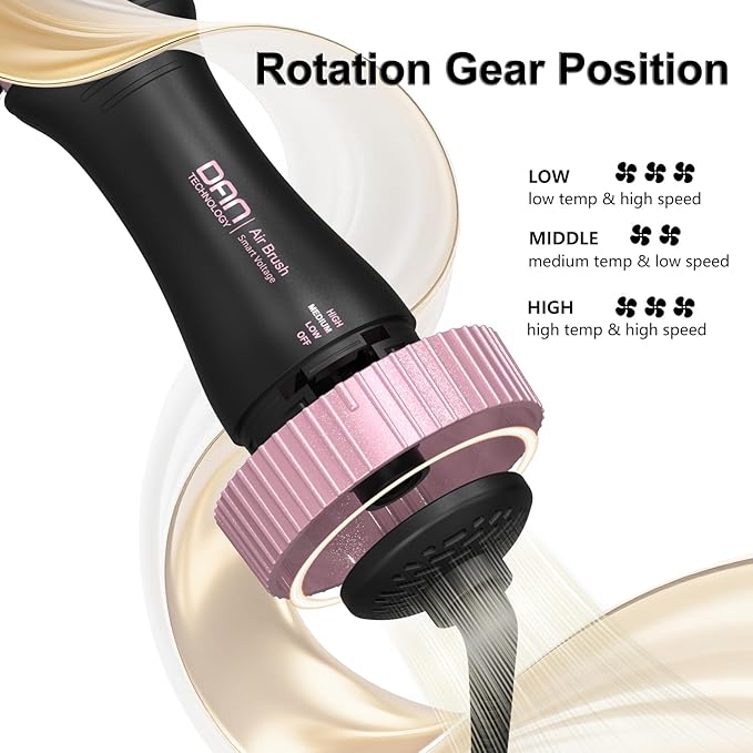 DAN (100V-240V) Auto Dual Voltage Hair Dryer Brush,Travel Hair Dryer Brush with Multi-Function Plug Adapter,Mini Blow Dryer Brush for Home and International Travel