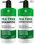 Tea Tree Shampoo and Conditioner Set – with 100% Pure Australian Tea Tree Oil - Anti Dandruff Sulfate and Paraben Free - Dry Scalp Treatment with Keratin, Vitamin B5, Collagen for Women and Men