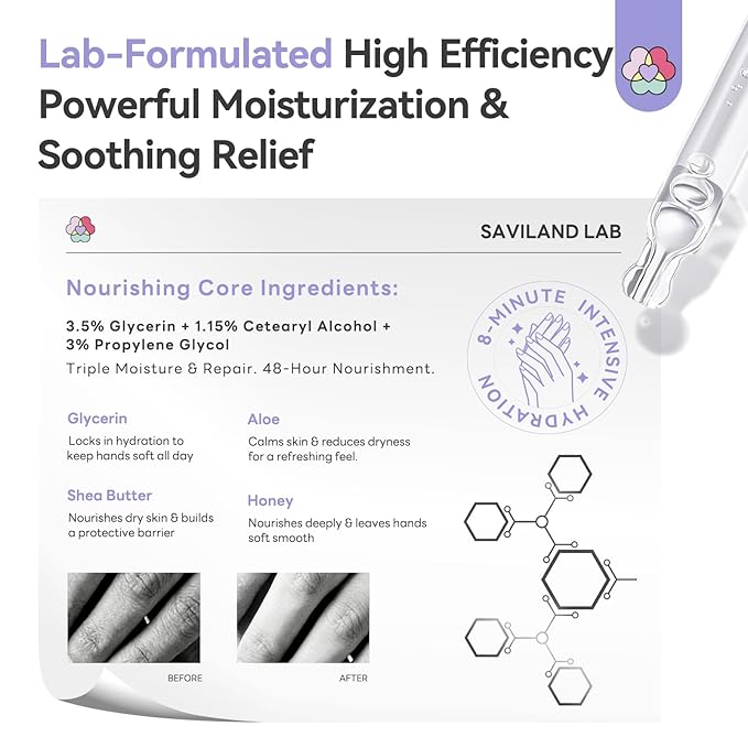 SAVILAND Intensive Repairing Hand Mask: 8-Minute Rescue Moisturizing Gloves with Shea Butter Aloe Honey for Extra Dry Skin Extreme Cracked Hands Sensitive Skin Friendly Hand Moisturizer Gloves 6 Pairs