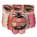 Coral Pink Shimmer Eyeshadow Palette, 6 Color High Pigment Blendable Glitter Eye Shadow Makeup for Older Women, Lightweight Travel Friendly, Suitable for All Eye Shapes, Fresh Daily Glam Look 08#