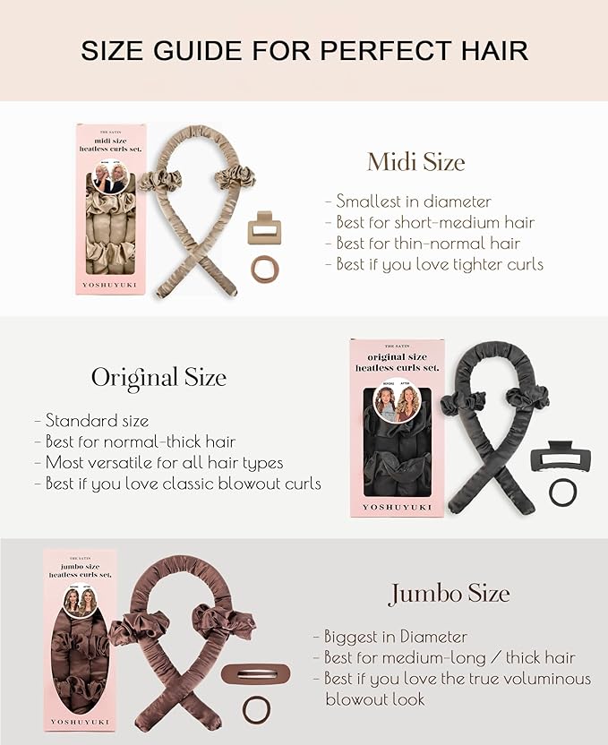 Satin Heatless Hair Curler Curling Rod Set - Soft Jumbo Large Flexi Rods Hair Rollers Curlers to Sleep In for Women, No Heat Heatless Curls Overnight Blowout Rods for Long Hair Volume Blowout Look