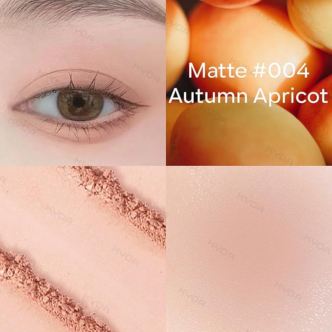 KYDA 2 Colors Single Matte Eyeshadow, Off White Vanilla + Warm Peach, Ultra-fine Lightweight Powder, Daily Matte Pressed Eyeshadow, Moonlight & Autumn Apricot