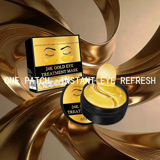 Under Eye Patches 120PCS, 24K Gold Collagen Eye Mask for Puffy Eyes & Dark Circles, Hydrating Eye Pads, Anti-Aging Under Eye Treatment to Smooth Fine Lines