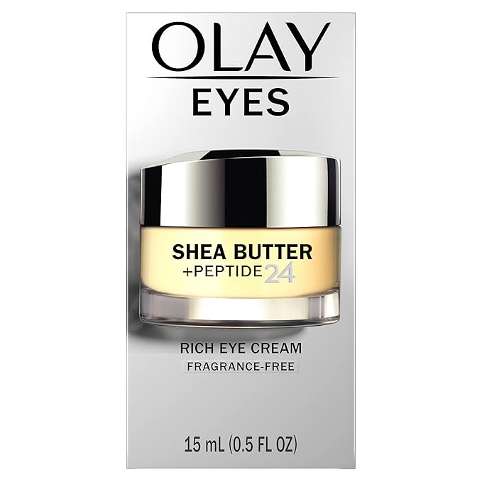 Olay Eyes Shea Butter+Peptide 24 Rich Eye Cream, Fragrance Free, 0.5 oz.