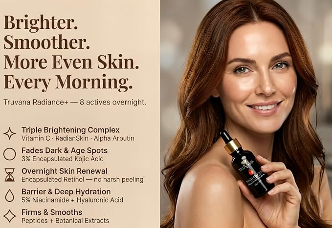 Ultra Brightening Serum Vitamin C, Niacinamide, Hyaluronic Acid, Retinol, Alpha Arbutin,Peptides, Kojic Acid, RadianSkin, Fades Dark Spots, Evens Tone, Smooths Fine Lines Anti Aging Serum 1 fl oz
