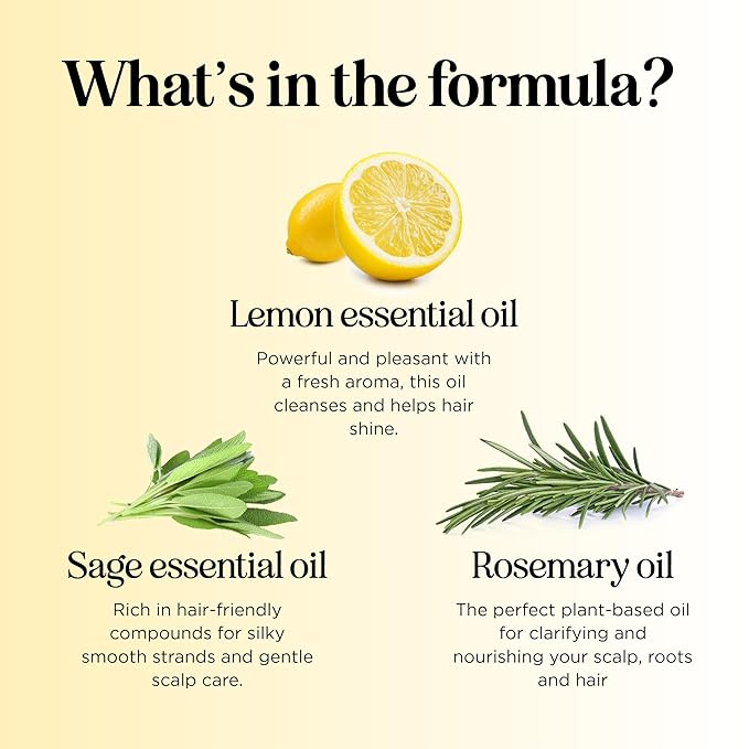 Sulfate Free Shampoo for Oily Hair - Lemon Sage Clarifying Shampoo for Build Up and Oily Scalp Care with Rosemary Essential Oil - Deep Cleansing Rosemary Shampoo for Greasy Hair and Product Build Up