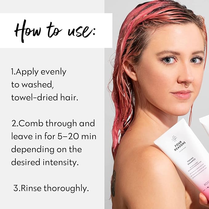 FOUR REASONS Color Mask, Rose Pink (27 Colors) – Hair Gloss & Color Depositing Conditioner – Semi Permanent Hair Toner for Color-Treated Hair Color For Women – Vegan & Cruelty-Free – 6.76 fl oz